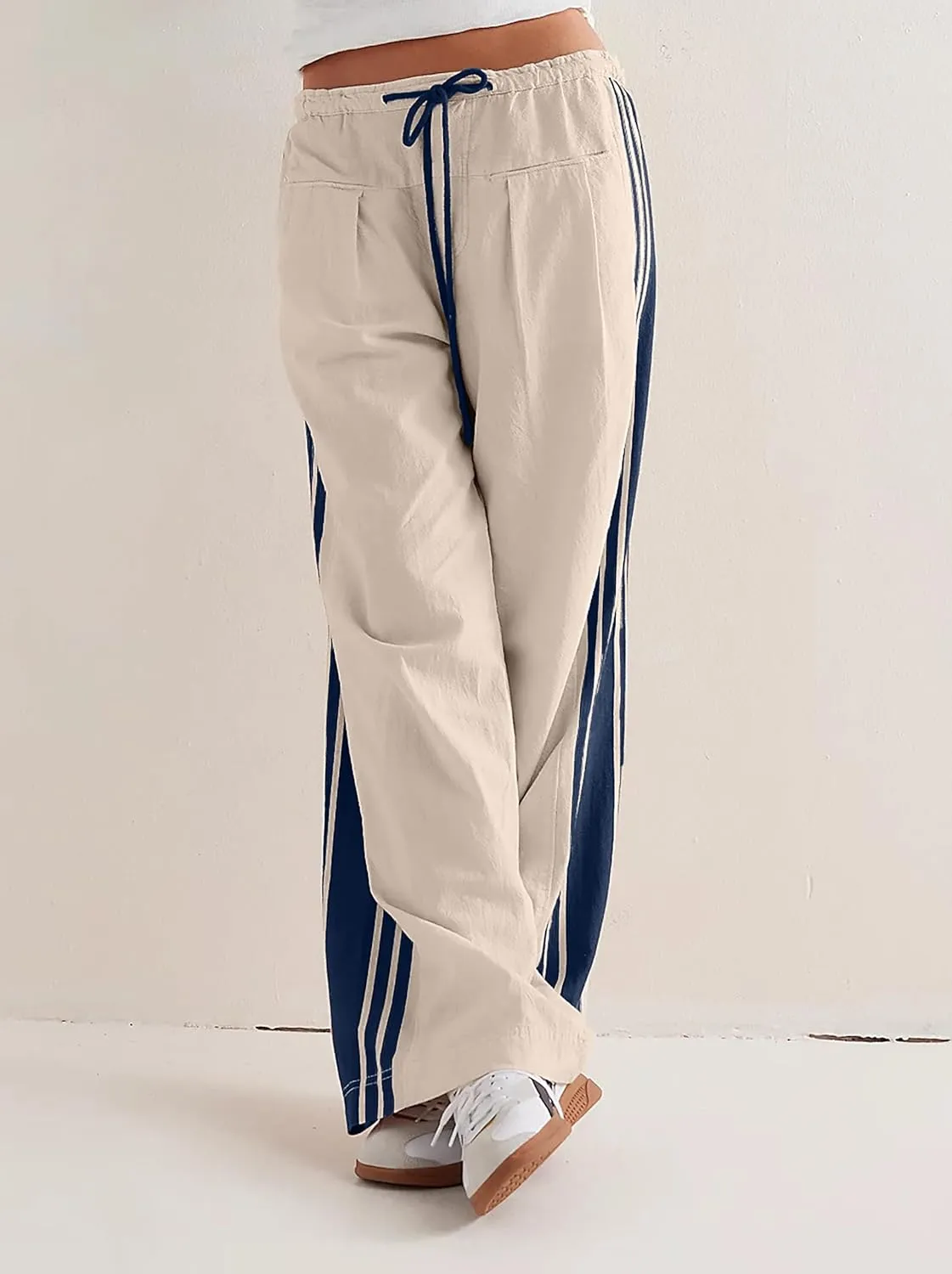 Womens Hudson Canyon Pants Side Striped Sweatpants Drawstring Waist High Rise Pant Trousers with Pockets