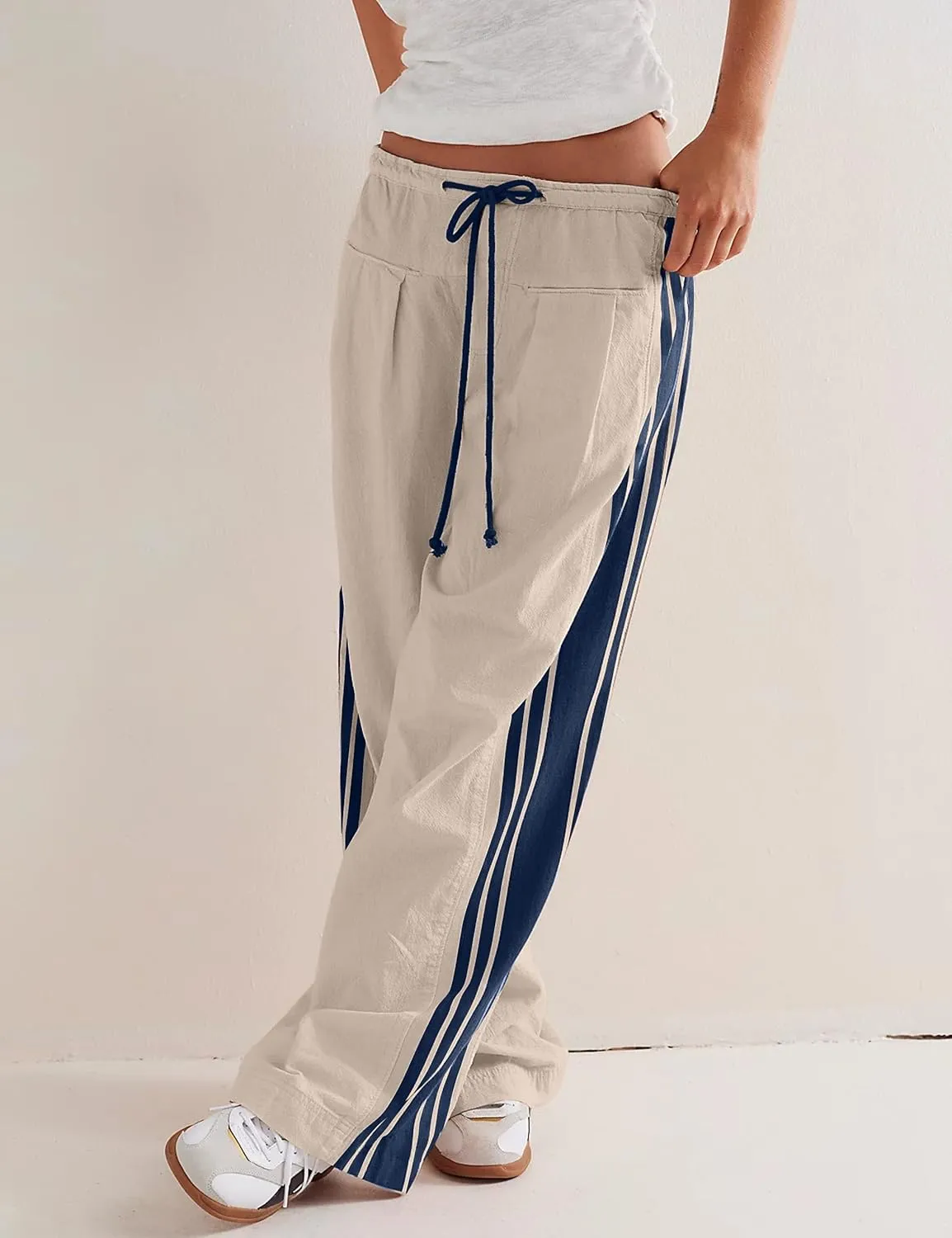 Womens Hudson Canyon Pants Side Striped Sweatpants Drawstring Waist High Rise Pant Trousers with Pockets