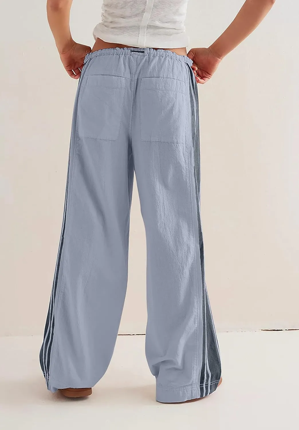 Womens Hudson Canyon Pants Side Striped Sweatpants Drawstring Waist High Rise Pant Trousers with Pockets