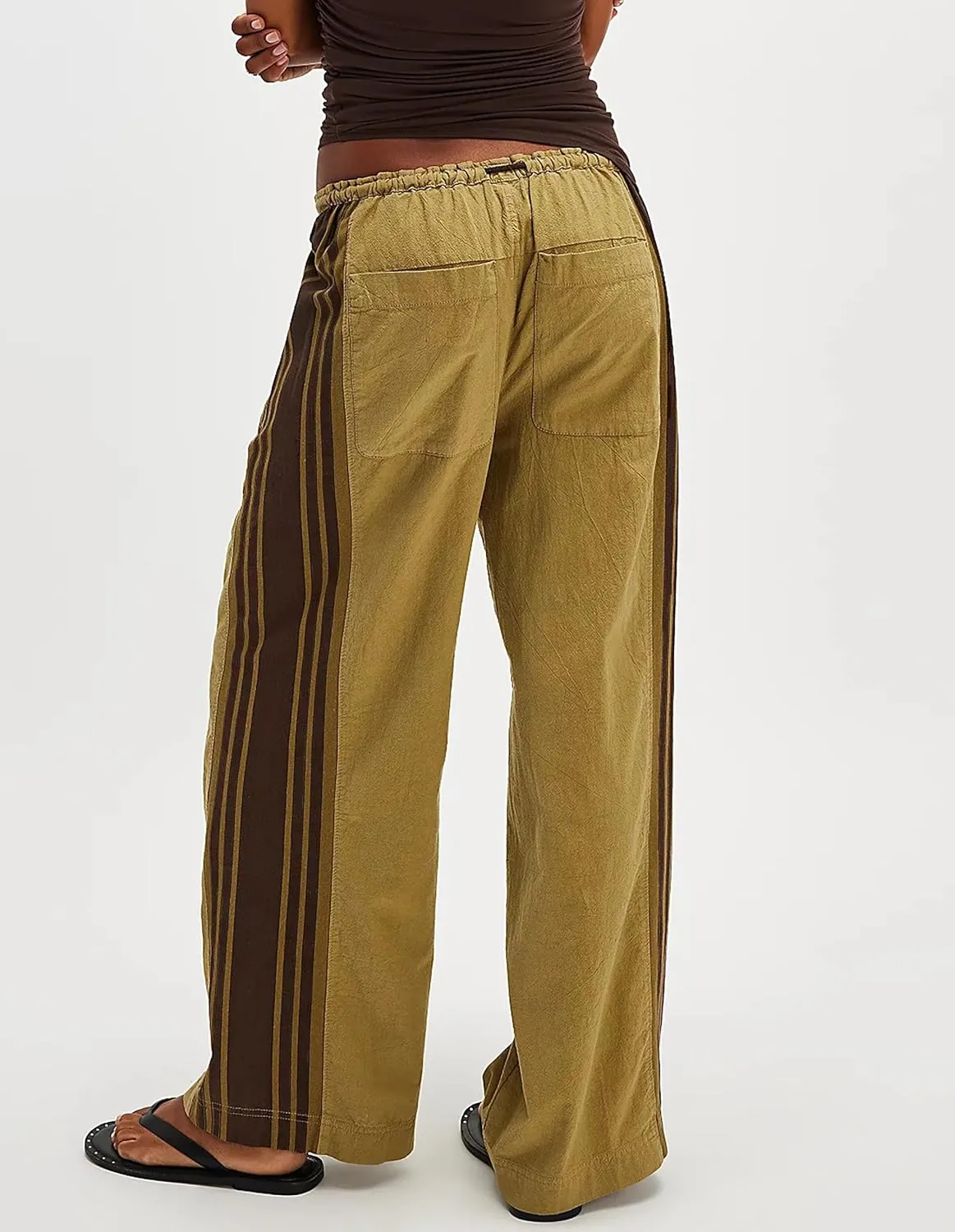 Womens Hudson Canyon Pants Side Striped Sweatpants Drawstring Waist High Rise Pant Trousers with Pockets