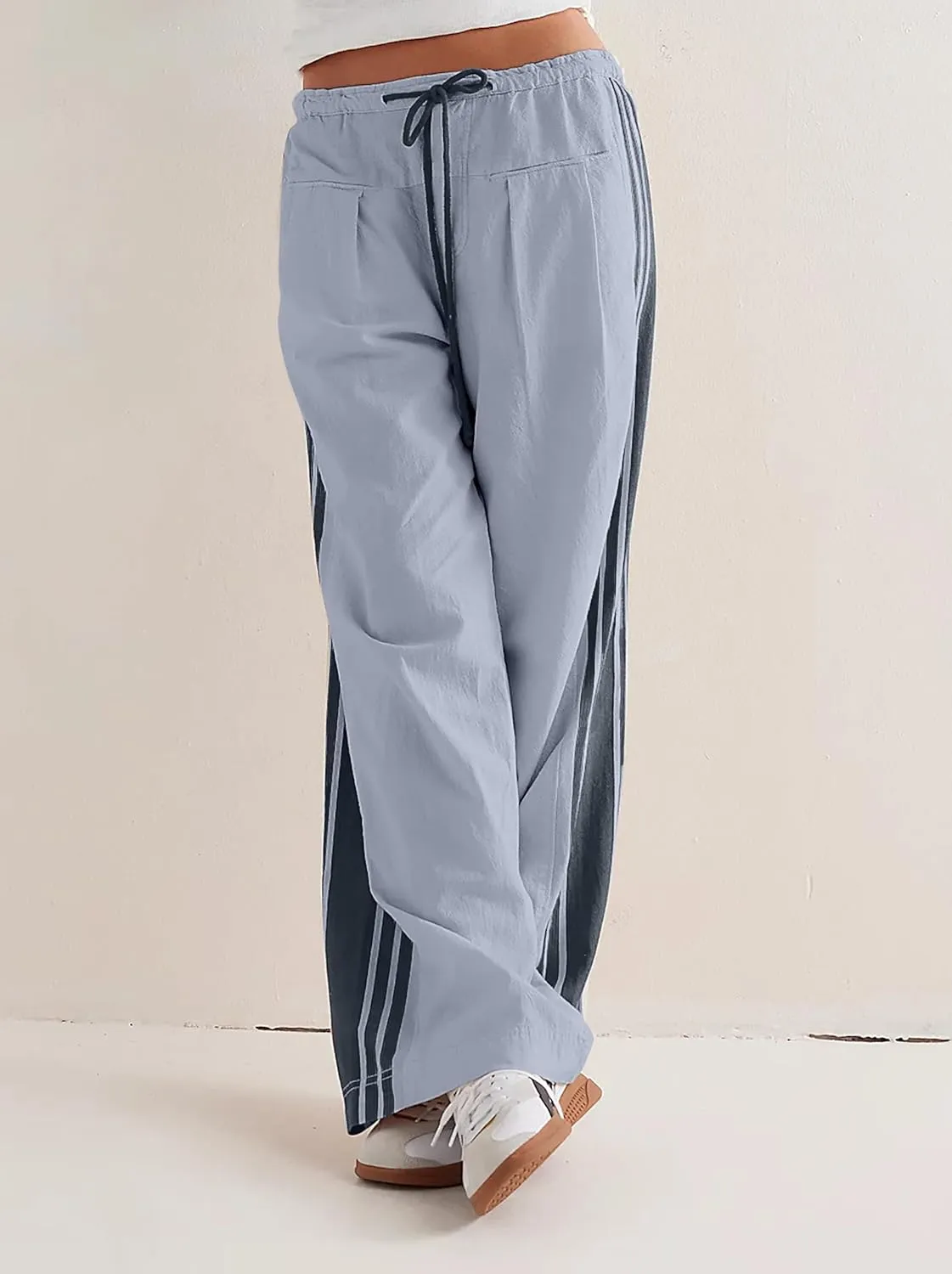 Womens Hudson Canyon Pants Side Striped Sweatpants Drawstring Waist High Rise Pant Trousers with Pockets