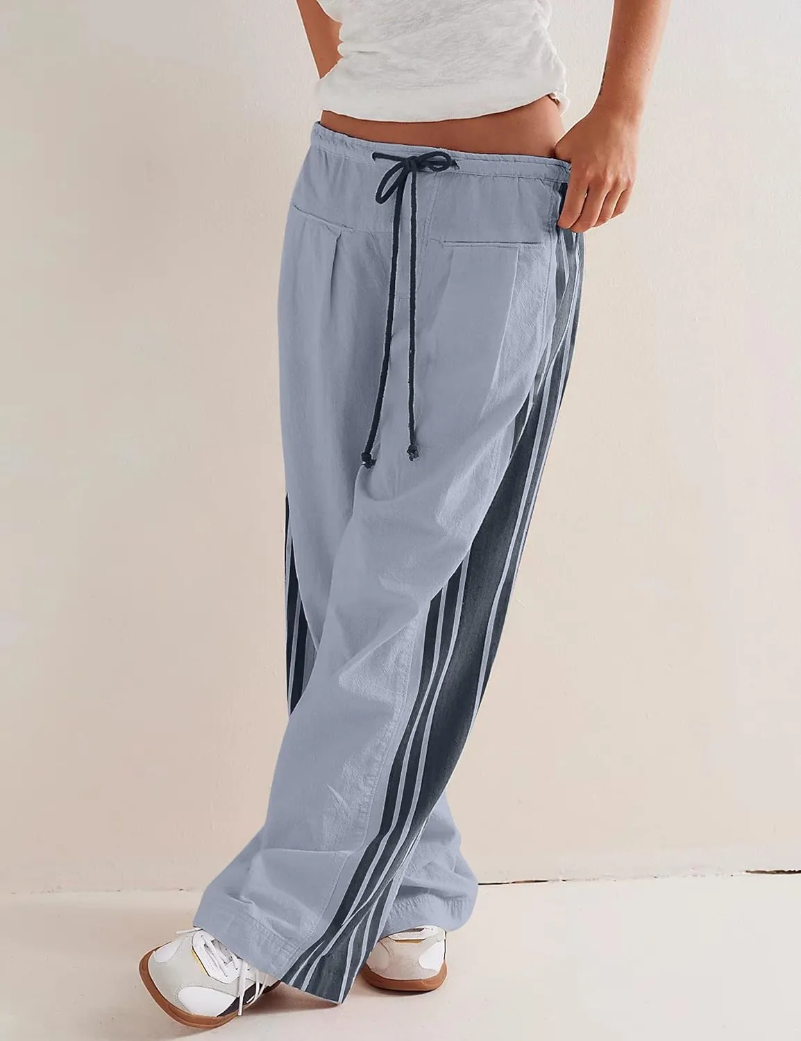 Womens Hudson Canyon Pants Side Striped Sweatpants Drawstring Waist High Rise Pant Trousers with Pockets