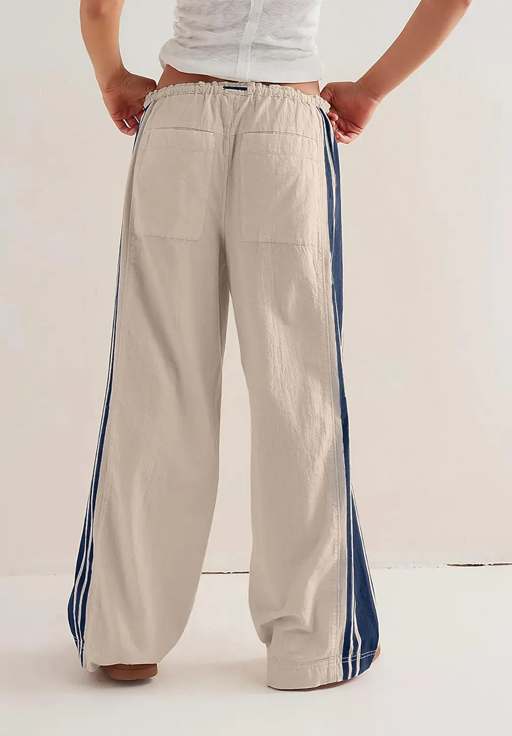 Womens Hudson Canyon Pants Side Striped Sweatpants Drawstring Waist High Rise Pant Trousers with Pockets