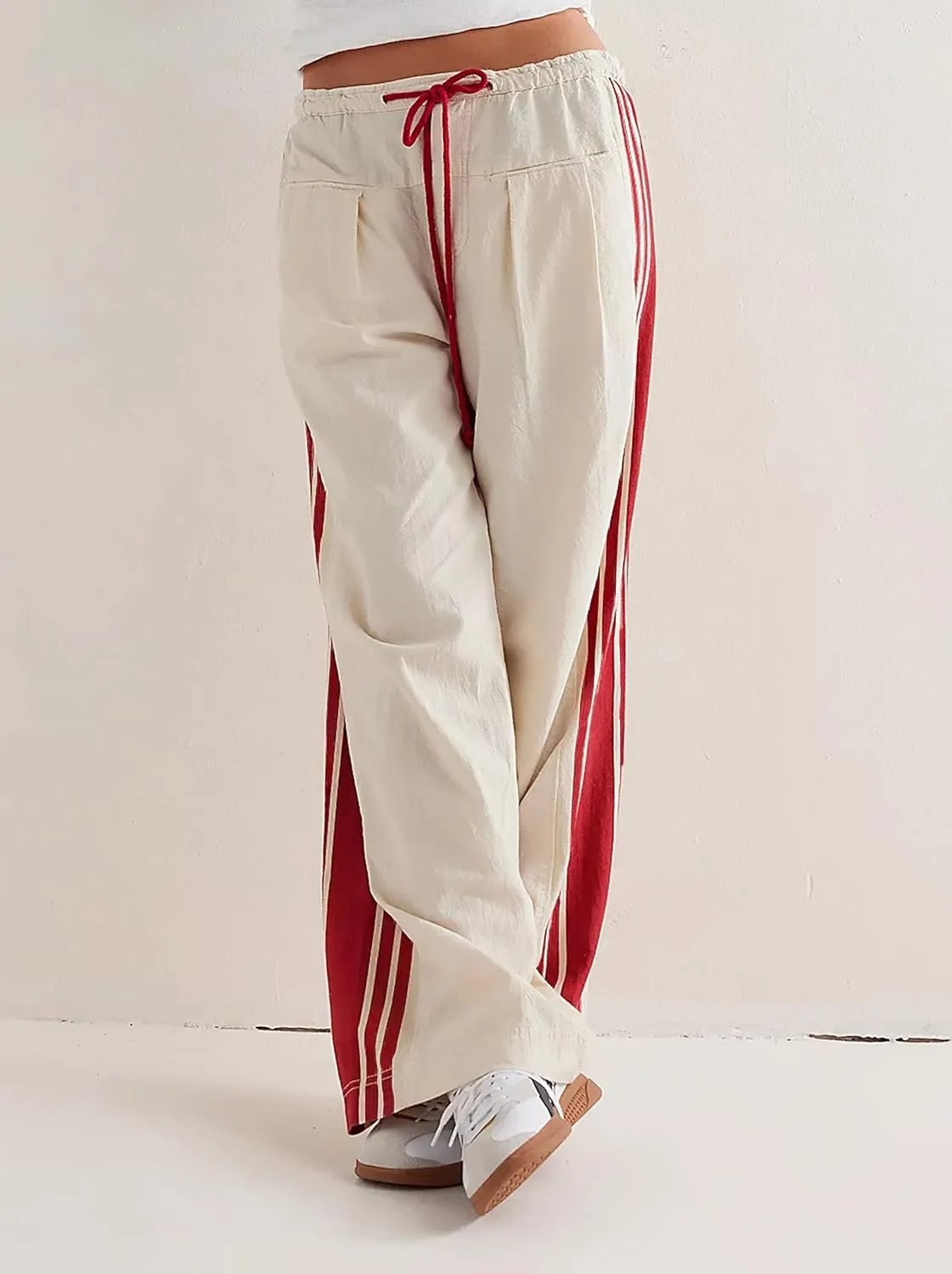 Womens Hudson Canyon Pants Side Striped Sweatpants Drawstring Waist High Rise Pant Trousers with Pockets