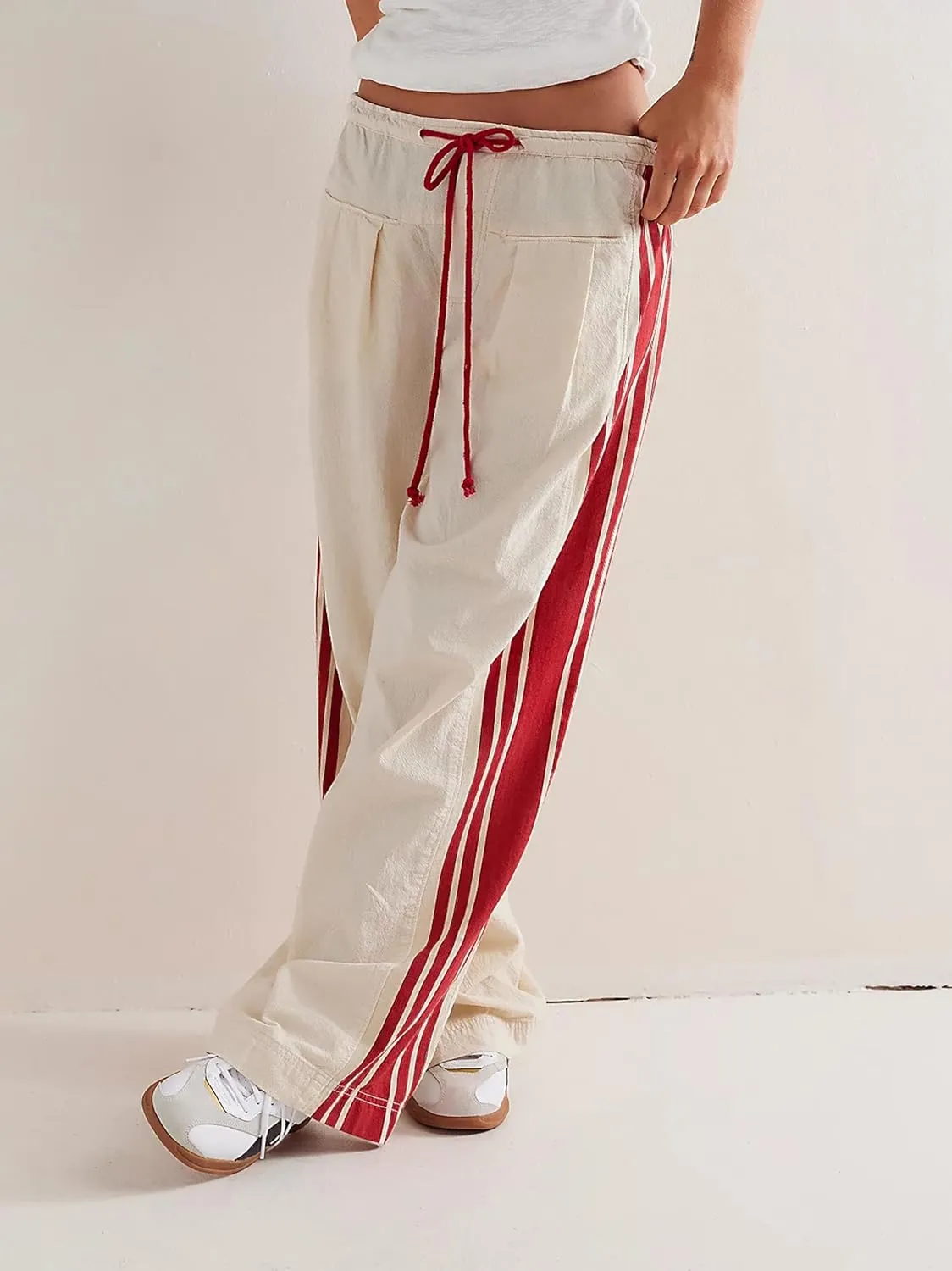 Womens Hudson Canyon Pants Side Striped Sweatpants Drawstring Waist High Rise Pant Trousers with Pockets