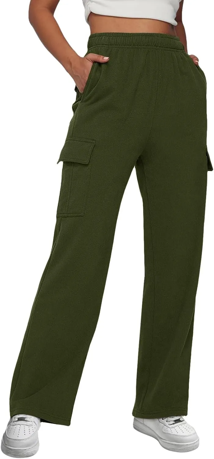 Women's Linen Blend Summer Casual Loose Pants Elastic Waisted Baggy Stretchy Loose Fit Trouser Trendy