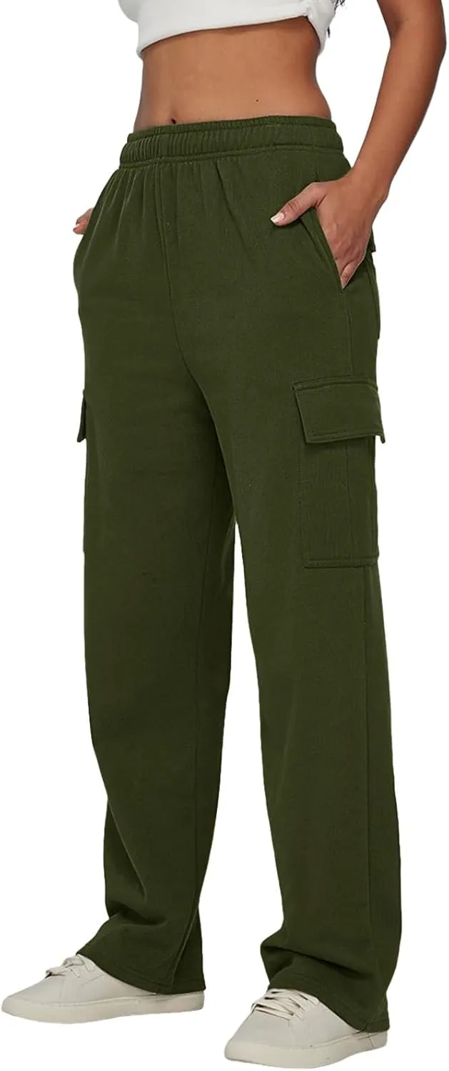 Women's Linen Blend Summer Casual Loose Pants Elastic Waisted Baggy Stretchy Loose Fit Trouser Trendy