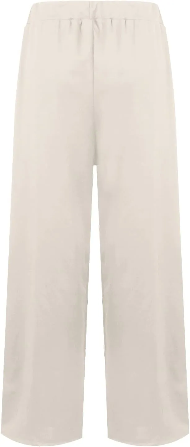 Women's Linen Blend Summer Casual Loose Pants Elastic Waisted Baggy Stretchy Loose Fit Trouser Trendy