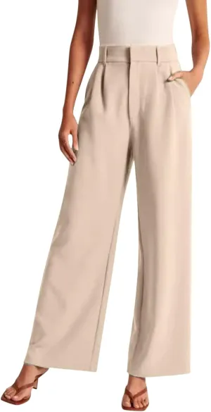 Womens Linen Blend Summer Striped Pants Low Waist Wide Leg Plus Size Pants Trendy