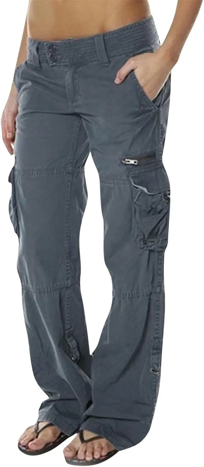 Women's Linen Summer Casual Loose Palazzo Pants Elastic Waisted Wide Leg Plus Size Palazzo Lounge Pants Trendy