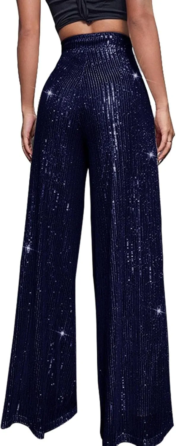Womens Linen Summer Striped Palazzo Lounge Pants Low Waist Straight Loose Fit Trouser Trendy