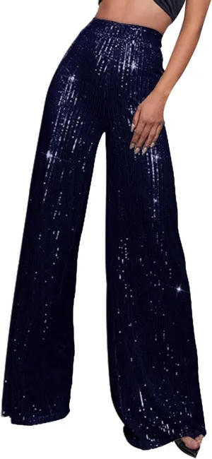 Womens Linen Summer Striped Palazzo Lounge Pants Low Waist Straight Loose Fit Trouser Trendy