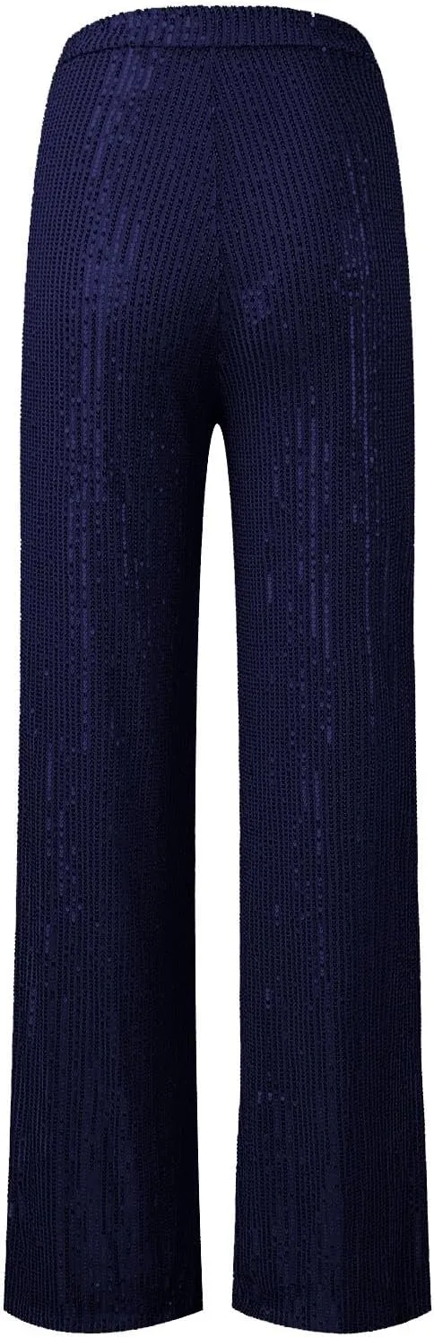 Womens Linen Summer Striped Palazzo Lounge Pants Low Waist Straight Loose Fit Trouser Trendy