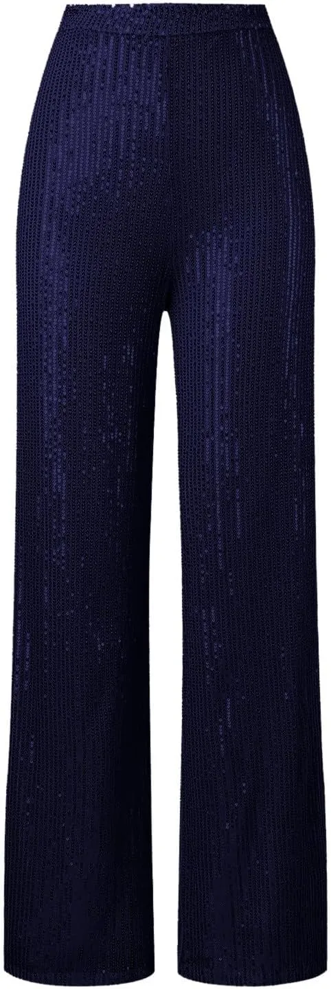 Womens Linen Summer Striped Palazzo Lounge Pants Low Waist Straight Loose Fit Trouser Trendy