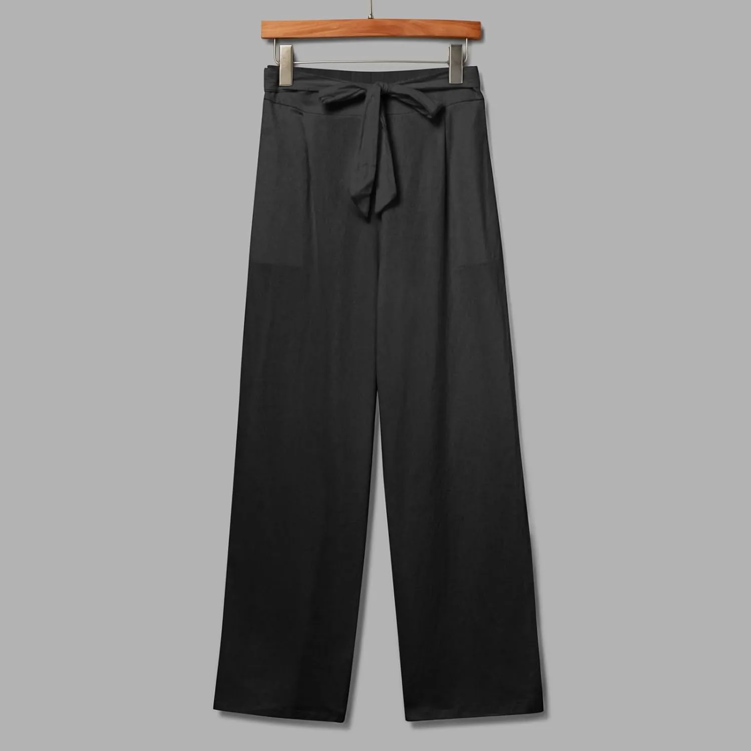 Womens Linen Summer Striped Pant Trousers Elastic Waist Wide Leg Slim-Fit Palazzo Lounge Pants Trendy