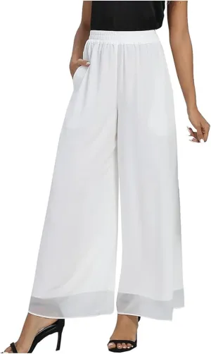 Womens Linen Summer Trendy Pants High Waist Straight Slim Fit Pants Beach