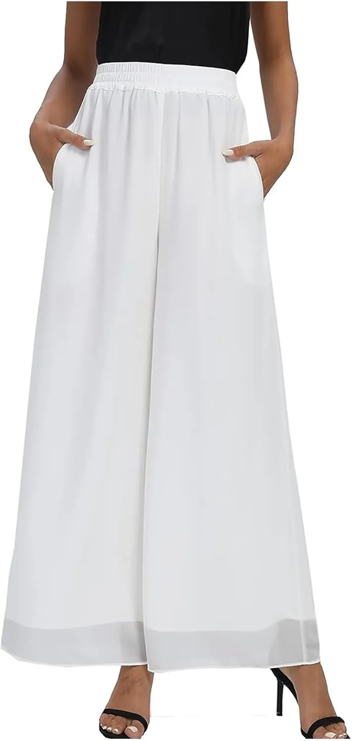 Womens Linen Summer Trendy Pants High Waist Straight Slim Fit Pants Beach