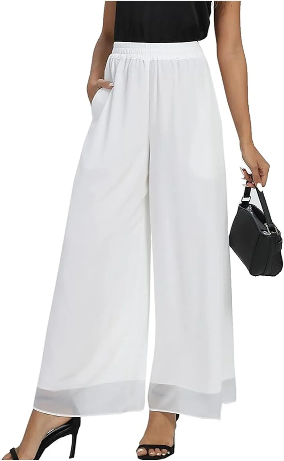 Womens Linen Summer Trendy Pants High Waist Straight Slim Fit Pants Beach