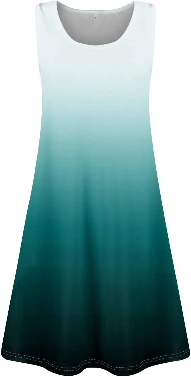 Womens Summer Dresses Casual Beach Sleeveless Loose U Neck Sundresses Dress with Pockets