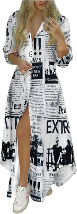 Women's Summer Dresses Holiday Style Feminino Print Casual Plus Size Dress, S