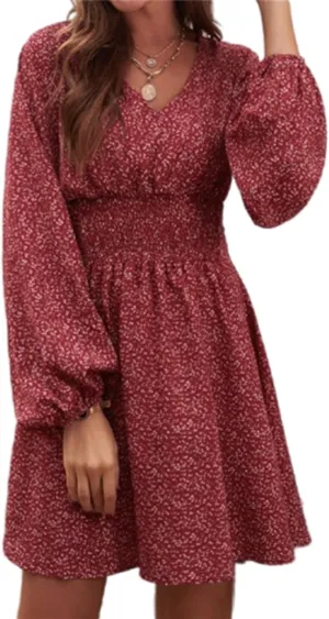 Womens Summer Spring Dresses Casual Boho Sundress Floral Print Tie Front Dress Tunic Ruffle Loose Beach Mini Dresses