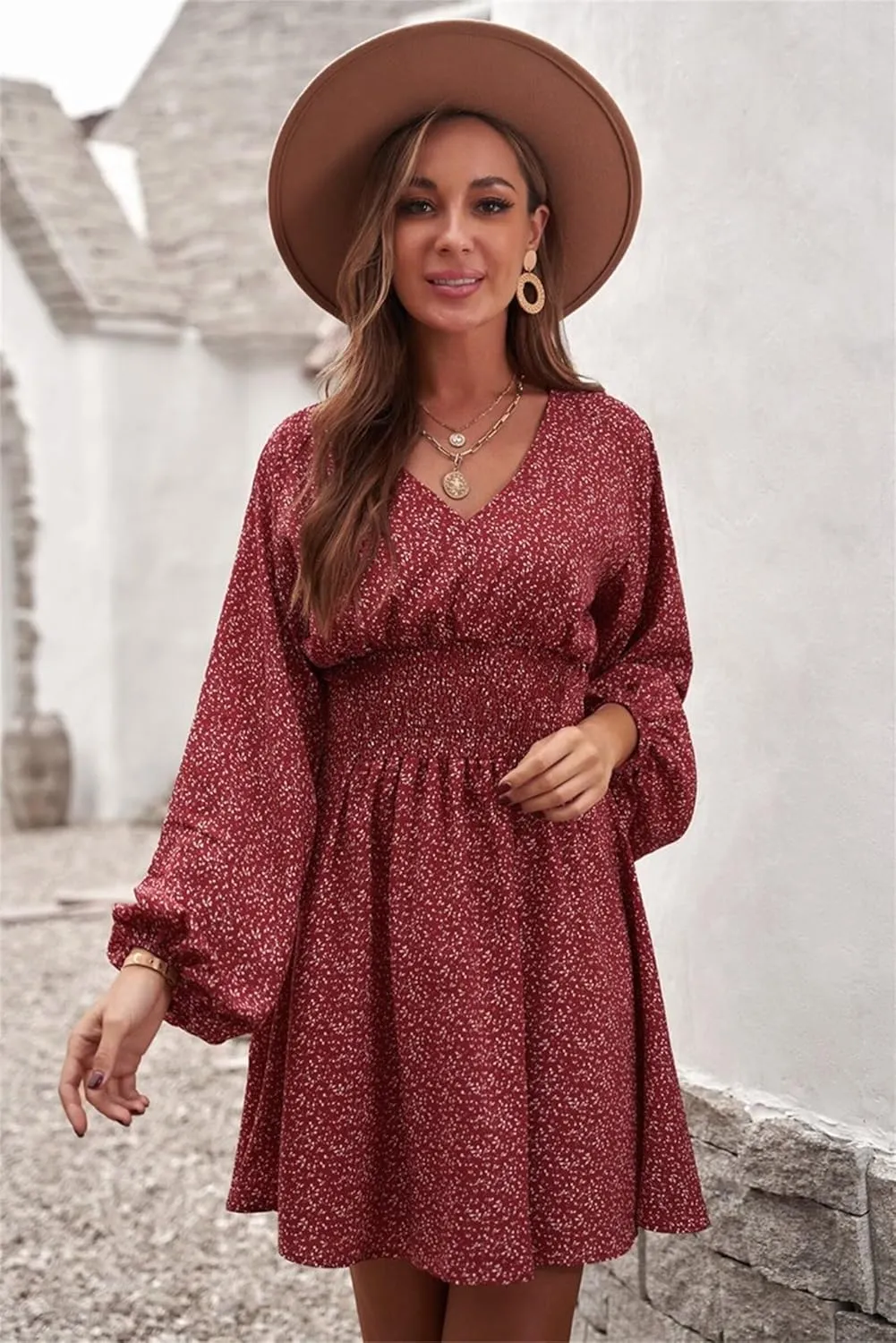 Womens Summer Spring Dresses Casual Boho Sundress Floral Print Tie Front Dress Tunic Ruffle Loose Beach Mini Dresses