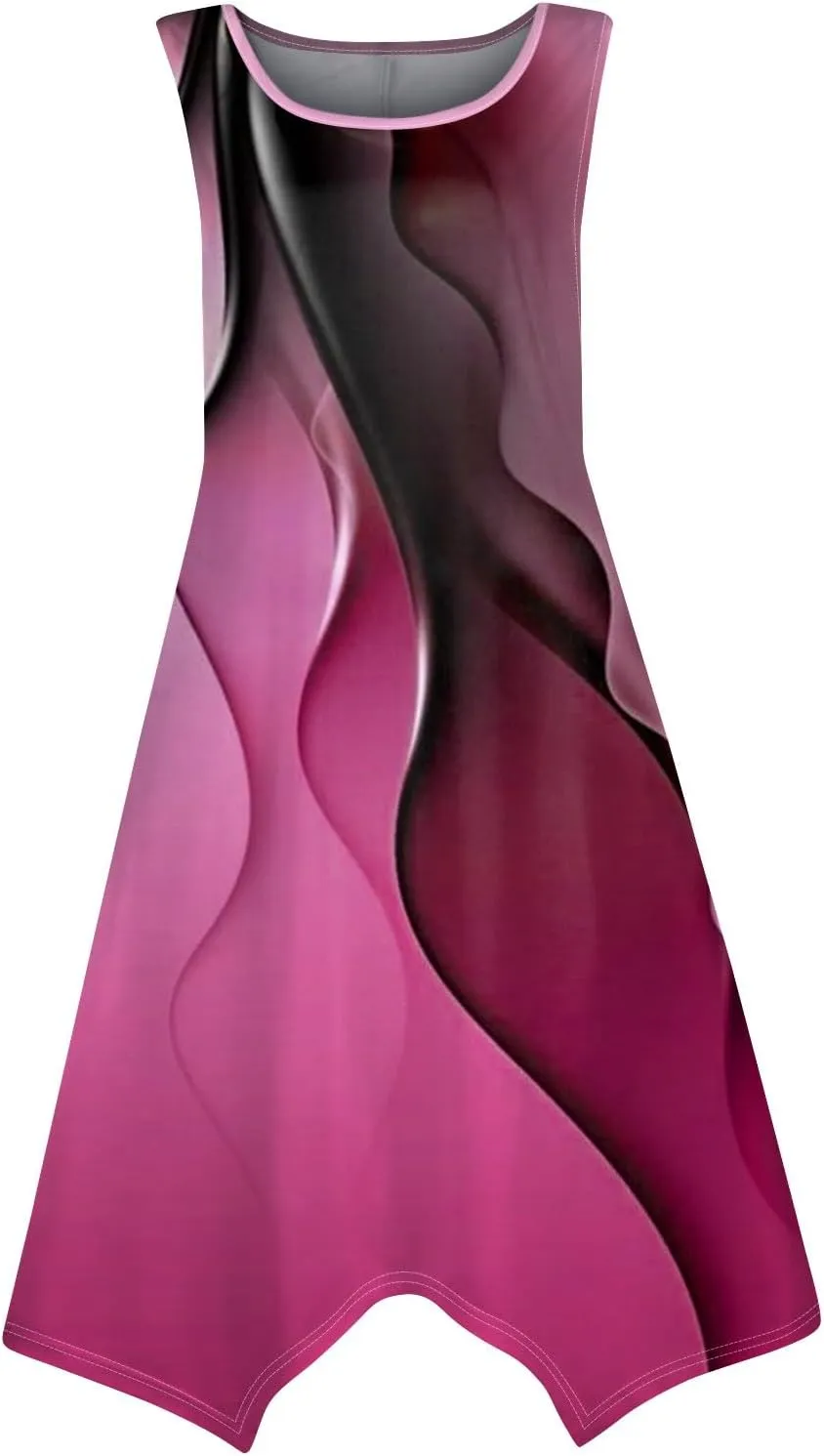 Womens Sun Dress Women's Summer 2025 Round Neck Midi Dress Sleeveless Gradient Floral Printed Beach Tank Dresses