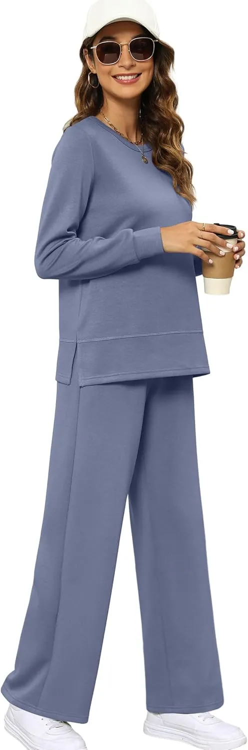 XIEERDUO Women's 2 Piece Lounge Sets Casual Fall Travel Outfits Fashion Wide Leg Tracksuit Cozy Sweatsuits S-3XL