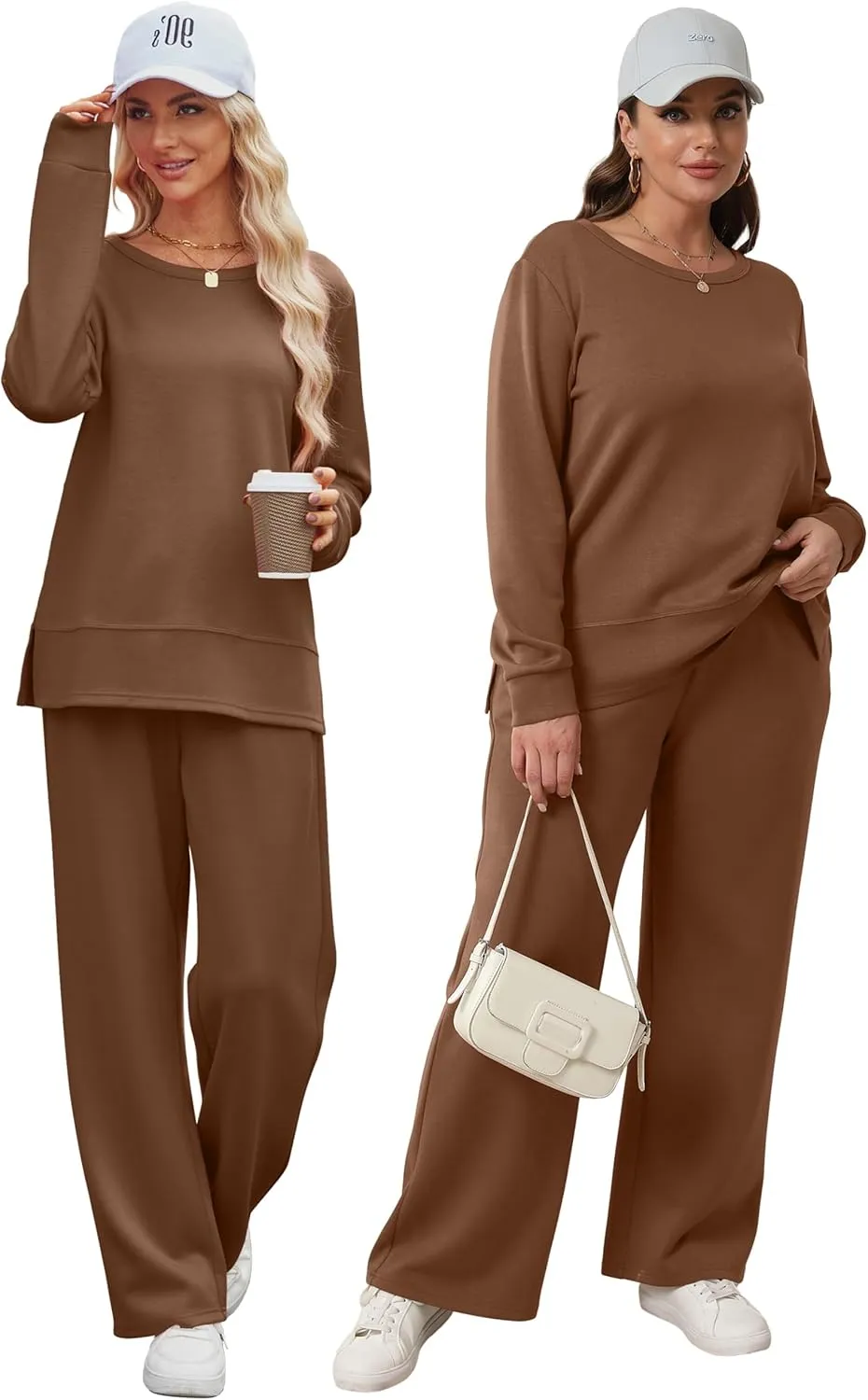 XIEERDUO Women's 2 Piece Lounge Sets Casual Fall Travel Outfits Fashion Wide Leg Tracksuit Cozy Sweatsuits S-3XL