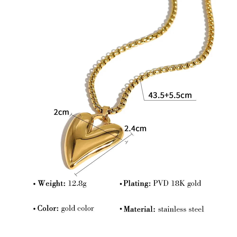 YACHAN Stainless Steel Irregular Heart Pendant Necklace Chic Tarnish Free 18K Gold Plated Jewelry