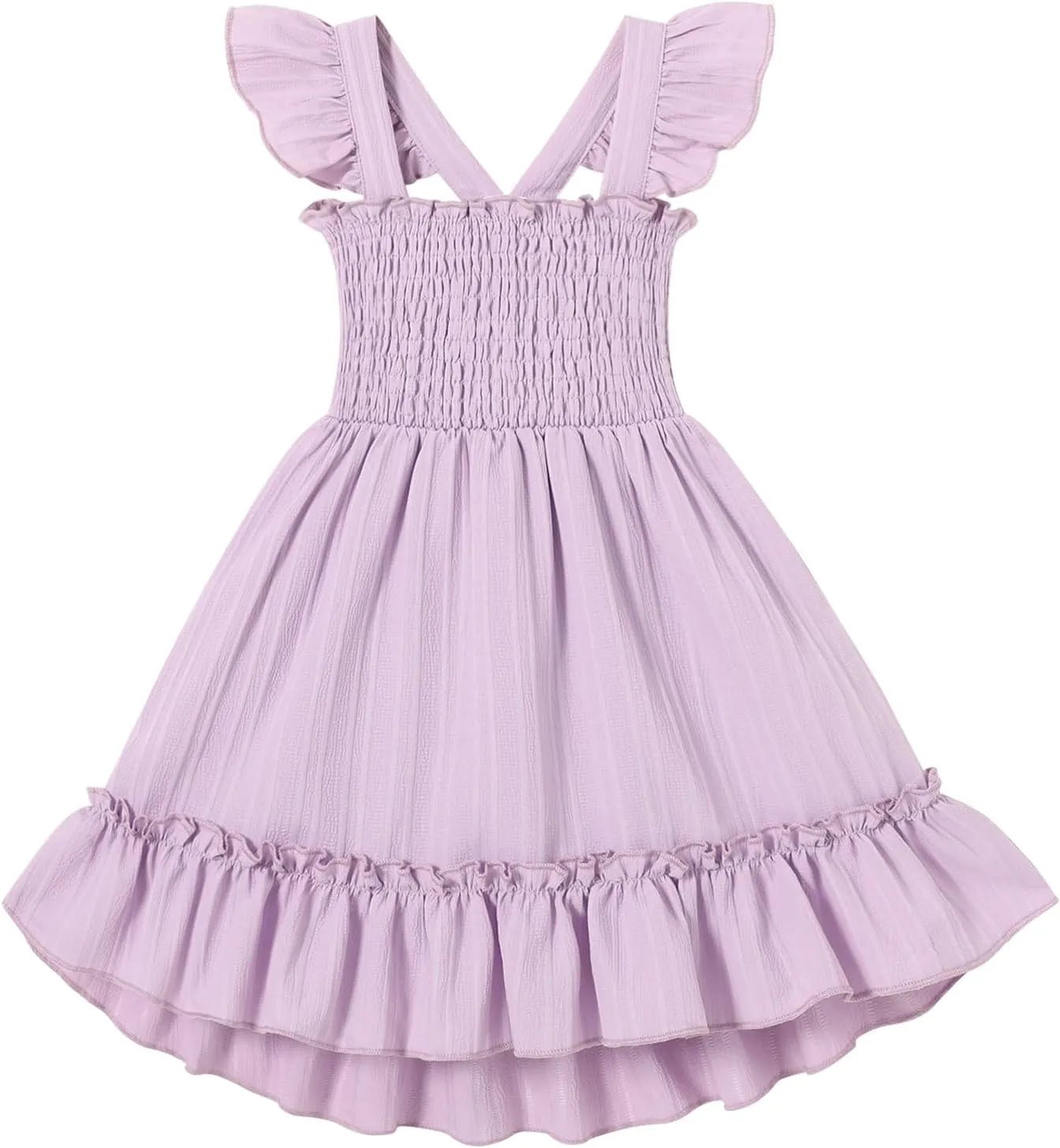YOUNGER TREE Toddler Dress Girls Summer Ruffle Sleeveless Smocked Dresses Kids Beach Casual Sundress