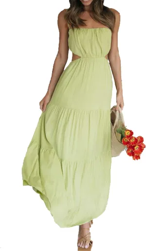 Yuemengxuan Women Flowy Summer Dresses Backless Ruched Sleeveless Dress Ruffle Sexy 2025 A-Line Mini Sundresses